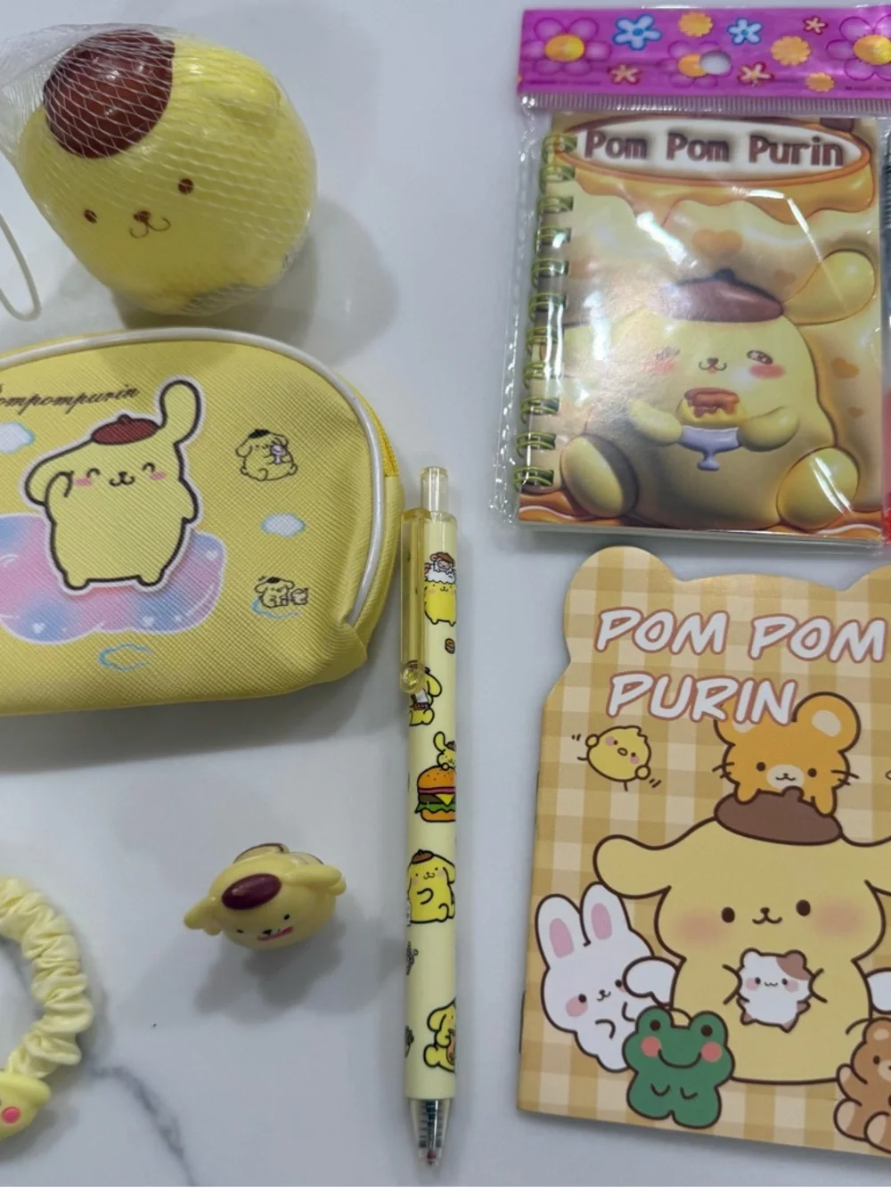 Pompompurin Sanrio towel notebook hair squishy bundle Gift Set. Bundle for her.